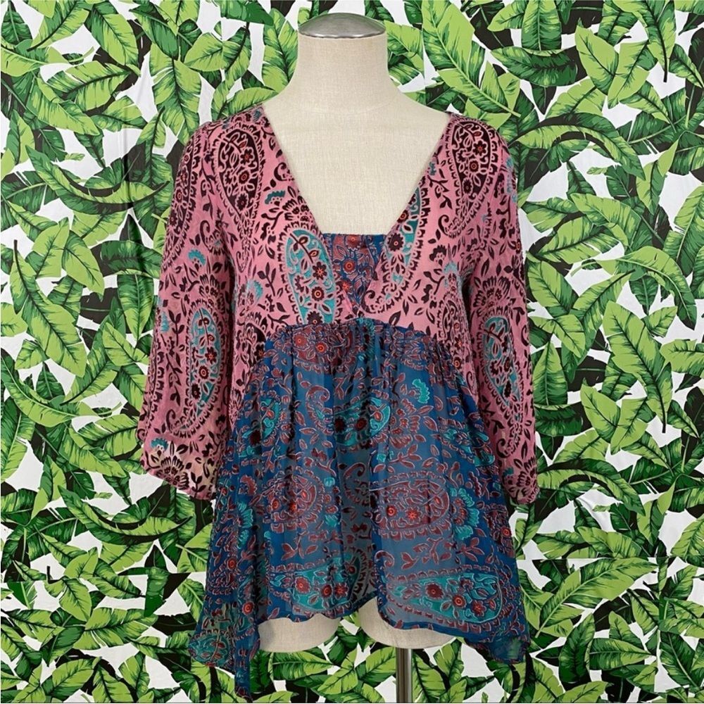 Anthro Floreat Velvet Valo Burnout Top 359 - Picture 2 of 5
